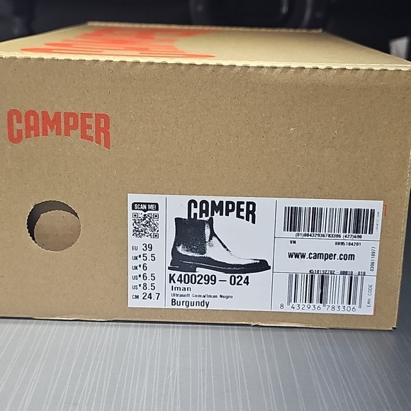 Camper Iman Ankle Boots Burgundy Leather Unisex Size Men 6.5/Wmn 8.5 EU 36 New - Picture 12 of 12